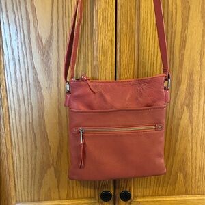 Danier Red Leather Crossbody Bag